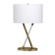 Litex Industries 25" Table Lamp, Satin Brass Metal and Acrylic Base and White Shade BL25LTX